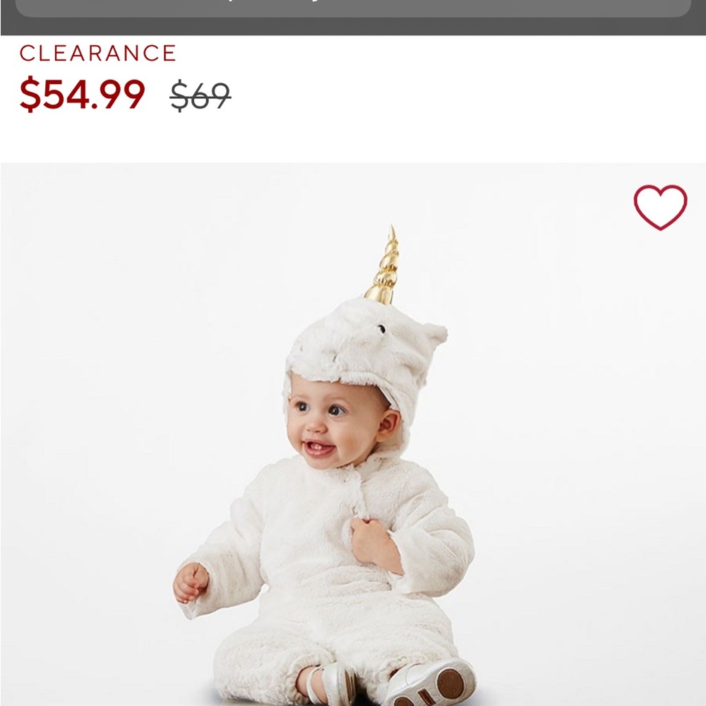 Pottery Barn baby Unicorn Halloween costume size 6-12 months